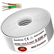 5-100m Feuchtraumkabel Stromkabel Mantelleitung NYM-J 4x1,5 mm² Elektrokabel
