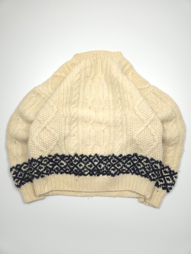 Blanc bleu aran zopfmuster - bleu,