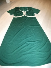 Nachthemd S 36 Schlafkleid Nachtwäsche Baumwolle Weiß Grün Kurzarm knielang Midi