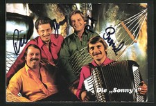Musikerquartett Die Sonny´s mit Akkordeon, Autogramme, Ansichtskarte 