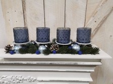 Adventskranz weiß Blau 50 cm