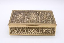 Holzkästchen Holzkasten Box Kasten Schatulle Golddekor Relief Vintage Ø 20 x 13