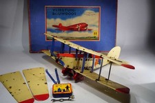 alter Meccano Flugzeug  Baukasten Doppeldecker - Blechspielzeug / Tinplate