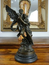 Bronze Statue Amor Psyche Marmor Engel Jungfrau Luxus Skulptur Antik Edel Figur 