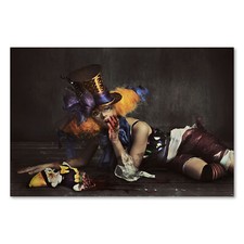 Postereck 0049 Poster Leinwand Horror Clown, Frau Fantasie Film Gewalt Psycho