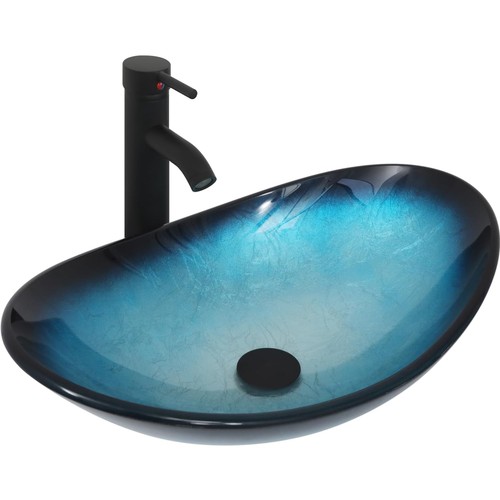 Glas aufsatzwaschbecken blau - glas,