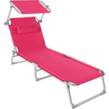 Gartenliege 4-stufig mit Kopfpolster Sonnenliegen Liegestühle pink B-Ware