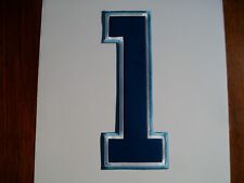 Nr. 1 blau, weiß -hellblau Bügelbild Stoff Zahl 24,8cm, zum Aufbügeln, Aufnäher