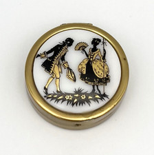 Vintage Pillendose Antik Schmuckbox Rokoko Gold Schatulle Barock Dose #3490