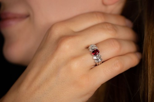 Rubin ring ovalschliff - rubin,