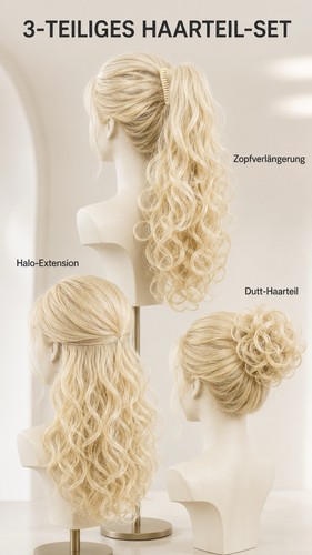 Teiliges haarteil set blond - 3-teiliges,