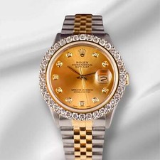 Rolex Herren Datejust 36mm 18k Gelbgold/Stahl Vereist 2.50ct Diamonds Gold Dial