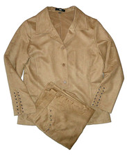 Damen Sommeranzug TCM Gr. 44 rehbraun Polyester Wildleder-Optik