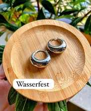 Silberne Chunky Creolen Hoops, aus Edelstahl, wasserfest, leicht