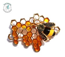 Brosche Biene Waben Honig 3 x 4 cm Imkerei Talisman Glücksbringer Geschenkidee