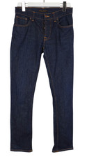 NUDIE Grim Tim Dry Open Navy Jeans Herren W31/L32 Slim Stretch Blue Button Fly