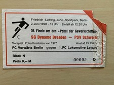 Ticket FDGB-Pokalfinale 1990 PSV Schwerin - Dynamo Dresden DDR