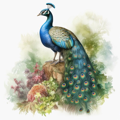 Wandbild vogel pfau - wandbild, vintage