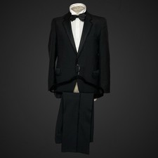 Vintage Smoking Dinner Suit 40 34” Black 1970’s Poly Wool Retro Gimp Braid Trim 