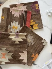 4 Kelim Kissen 40 X 40 cm Unikate Handgewebt aus Wolle.