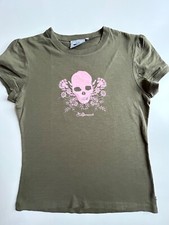 Alprausch Schweiz T-shirt Gr. M 38- 40 oliv rosa Totenkopf power flower NP 39