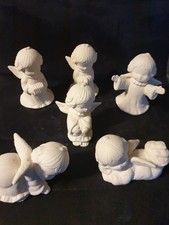 Schrüh- Rohling, Keramik, 6 Engel,  ca. 10 cm, zum Bemalen