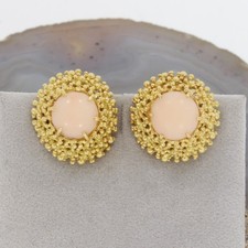 Wert 1840 € Korallen Ohrringe Ohrclips 750 18 Karat Gelb Gold xxyy