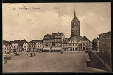 Ansichtskarte Schlawe i. Pomm., Blick auf den Markt 1928 