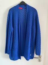 Laura Biagiotti Roma Strick Jacke Lang Cardigan 100% Kaschmir blau Größe 44 neu 