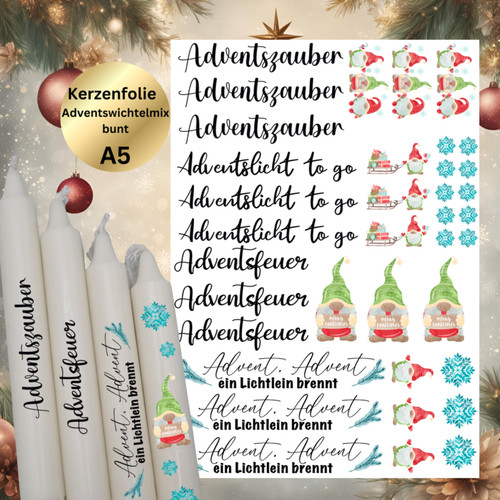 Kerzenfolie adventswichtelmix - kerzenfolie,