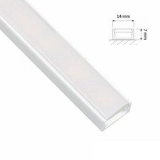 ALU Profil | Schiene | Leiste SLIM (14x7mm) weiß für LED Streifen + Abdeckung