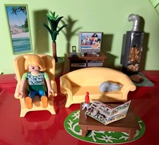 Playmobil 5308 Dollhouse Wohnzimmer Möbel mit beleuchtetem Kamin Holzofen Sofa