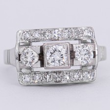 Gr. 60 - Art déco Diamant 0,82 ct. Diamant Cluster Damenring in Weißgold 585/14K