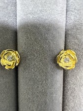 Gold Blume Ohrstecker/ Diamant