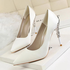 Damen Frauen Satin spitz