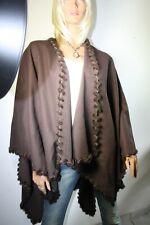 Überwurf/Cape/Poncho/Umhang/Lagenlook,Wolle m.Webpelz,braun(Trachten/Mittelalter