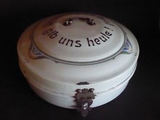 S28 -Antike Emaille Brotdose Brotkasten Brotbüchse Jugendstil org. um 1900