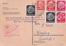 DR Deutsches Reich 1934 Postkarte mit Luftschiff Graf Zeppelin nach Berlin