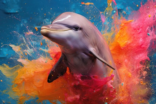 Wandbild delphin springen - wandbild:,