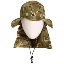 Brit. Tropenhut Buschhut Boonie Hut Dschungelhut Anglerhut MTP Nackenschutz gebr