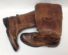 Italienische echt Leder Damen Schuhe Biker Schaftstiefel Gr. 38 braun, gefüttert