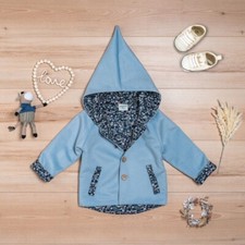 Mädchen Übergangsjacke Fleecejacke mit Wollanteil warm mit Kapuze Gr 104 cm blau