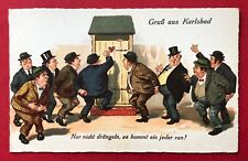 AK KARLSBAD in Böhmen um 1910 Karikatur Typen vor der Toilette   ( 90356