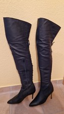 Schwarze Leder Overknee