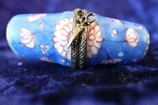 Antik französisch Porzellan Etui Nähen Barock Behälter Nadel signiert Frankreich