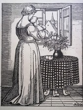 Original Holzschnitt von