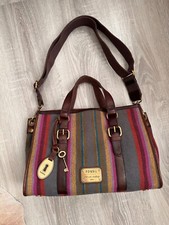 Fossil ZB4895 Emory Satchel Tote Tasche Handtasche bunt gestreift Canvas & Leder