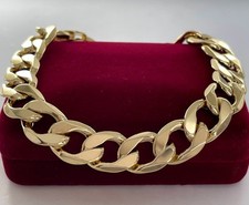 Deluxe Herren Armband 12mm Panzerkette 585er Gold 14K vergoldet Geschenk 23cm