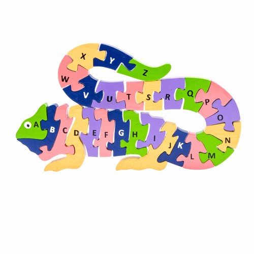 Alphabet holzpuzzle leguan mit - leguan,