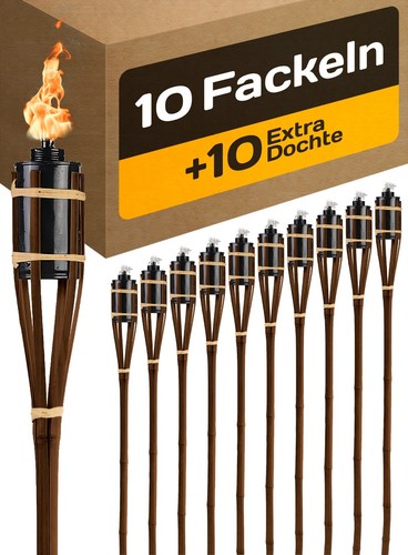 Gartenfackeln bambus dunkel - 10,